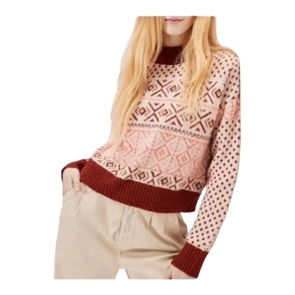 American Eagle Women's Fair Isle Mock Neck Sweater Multicolor Size S